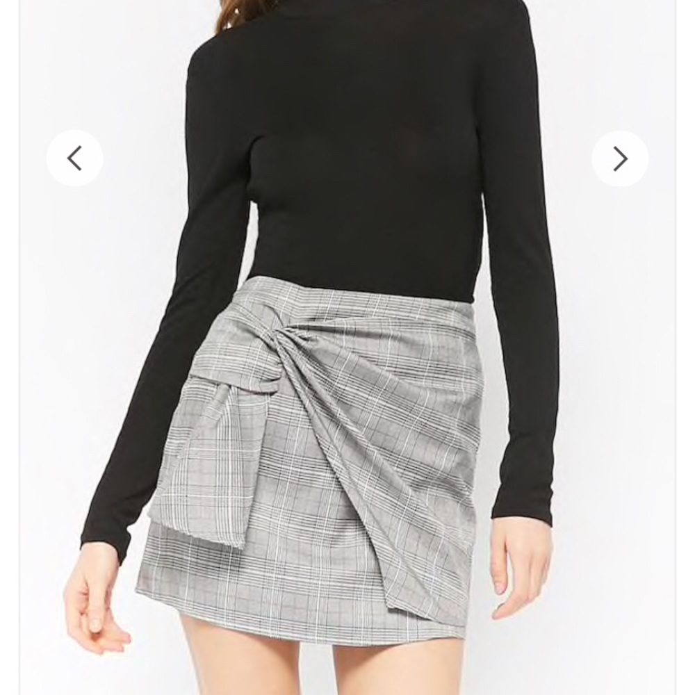 plaid mini skirt with front tie up detail